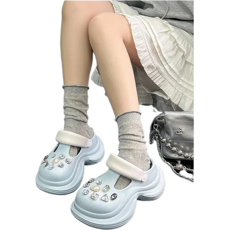 Yamada Hyakuju Women's Home Slippers White Pink, Blue White, Beige Black, Pink White-8