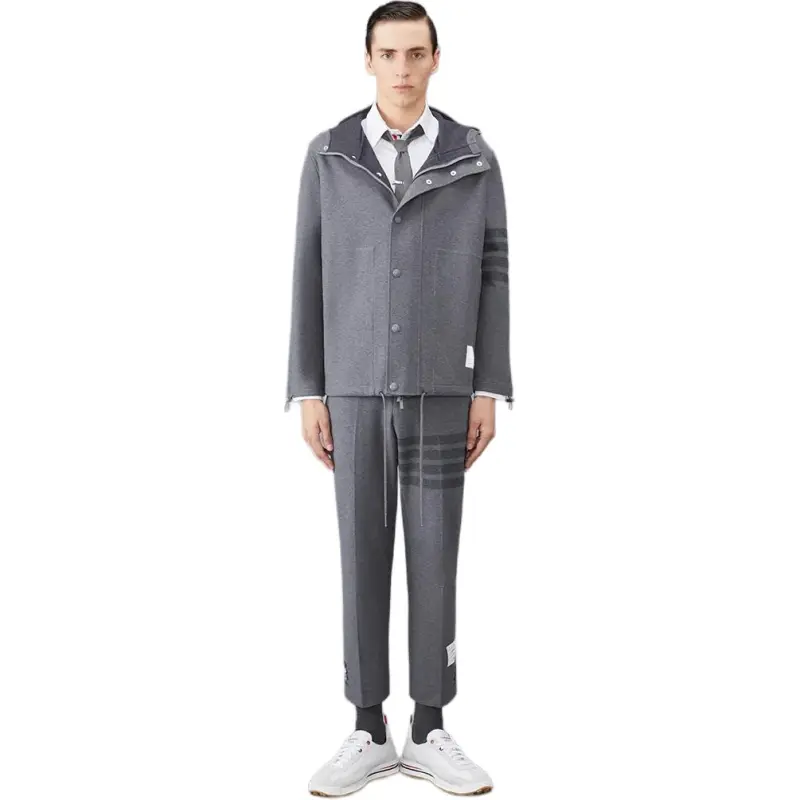 THOM BROWNE Mid rise Twill Tapered Trousers-3