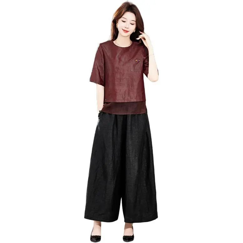 Yi Mengyuan Silk T shirt Women's Red-3