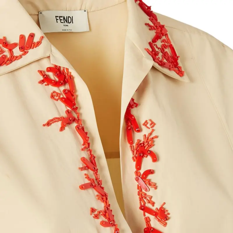 FENDI SS25 Short Sleeved Dress Women's Beige-3