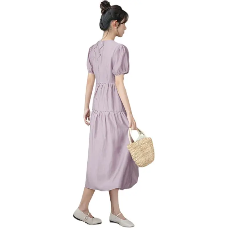 Flowers In Water Short Sleeved Dress Women's-1