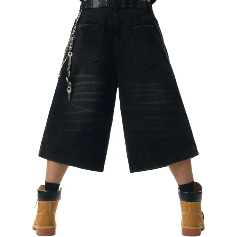 JHYQ Denim Shorts Unisex Black-4