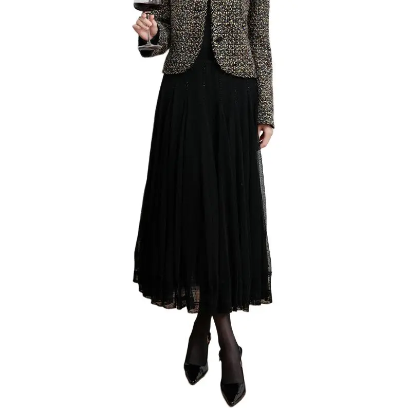 BESIONIA SS25 Casual Long Skirts Women's Black-3