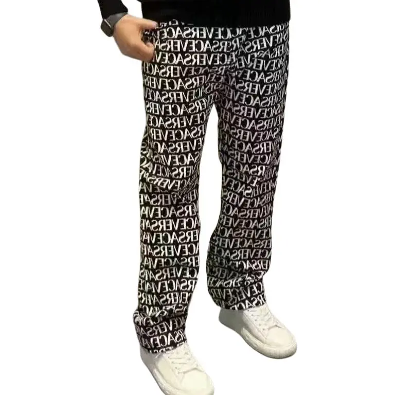 VERSACE FW24 Casual Pants Men's Black White-2