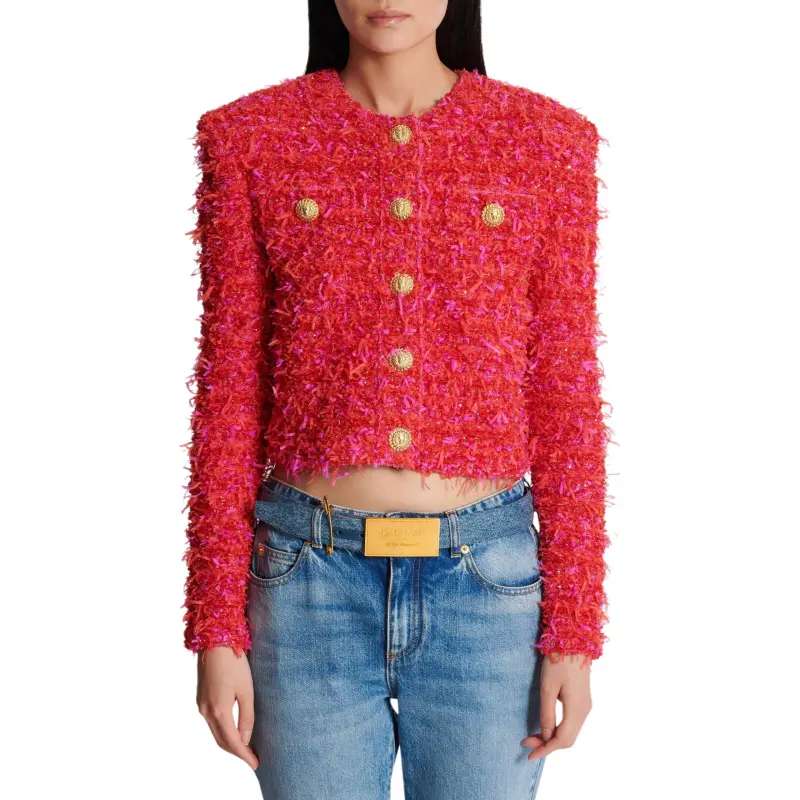 BALMAIN Cropped Tweed Jacket-4