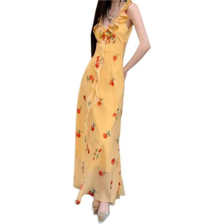 Dior Beauty Slip Dresses Women's Yellow-3