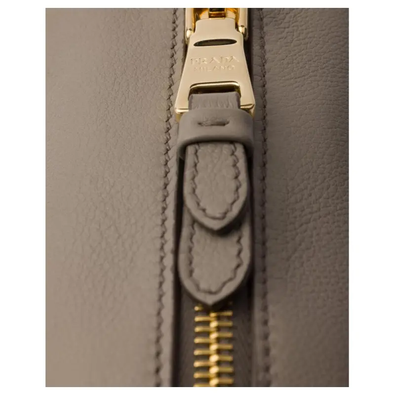 PRADA Cow Leather Shoulder Bag Women's Mud Gray-4