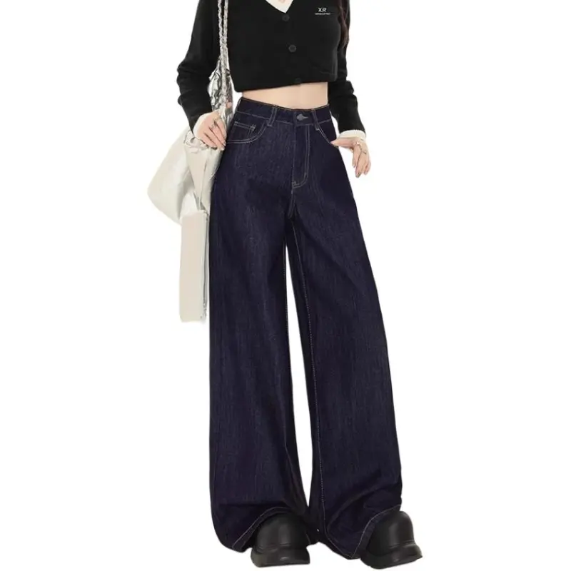 DanerWang Jeans Women's Dark Blue-4