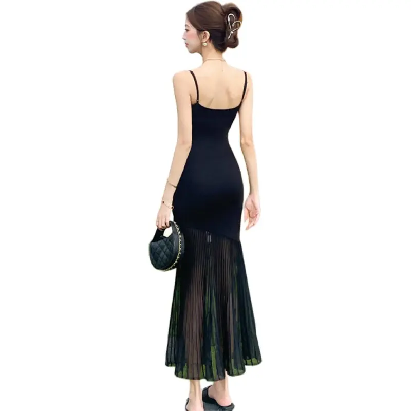 Si Bei'er Slip Dresses Women's Black-5