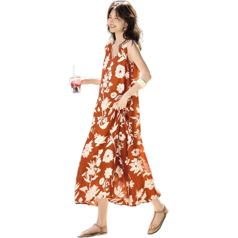 XWI Sleeveless Dresses Women's Red With Print-3