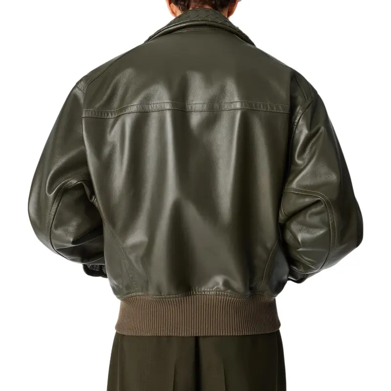 Bottega Veneta SS25 Leather Jacket Men's Dark Green-1
