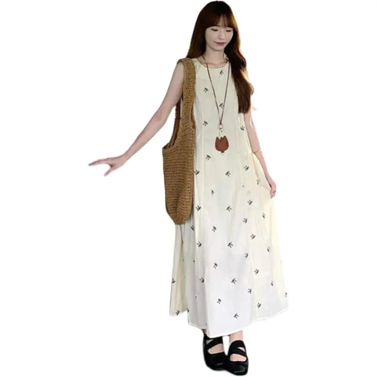 Dior Beauty Sleeveless Dress Women's Apricot-2