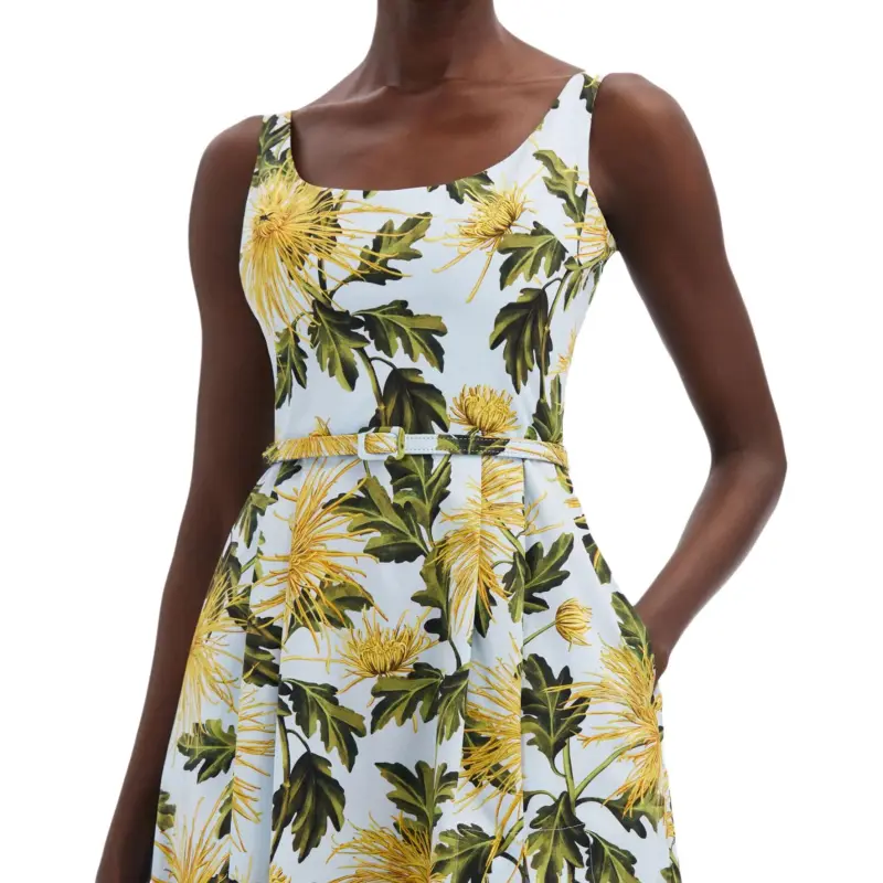 Oscar De La Renta Chrysanthemum Cotton Poplin Tank Dress-4