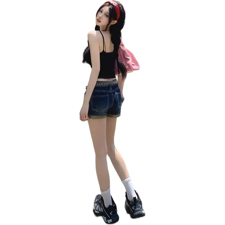 Kazakhstan Denim Shorts Women's Vintage Blue-3