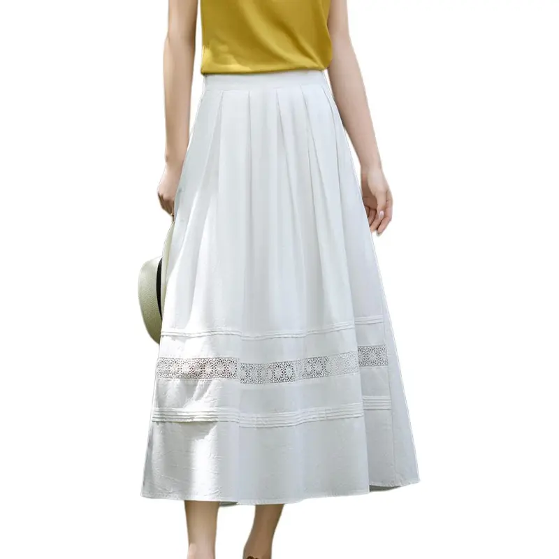 XWI Casual Long Skirts Women's Light Milk White-1
