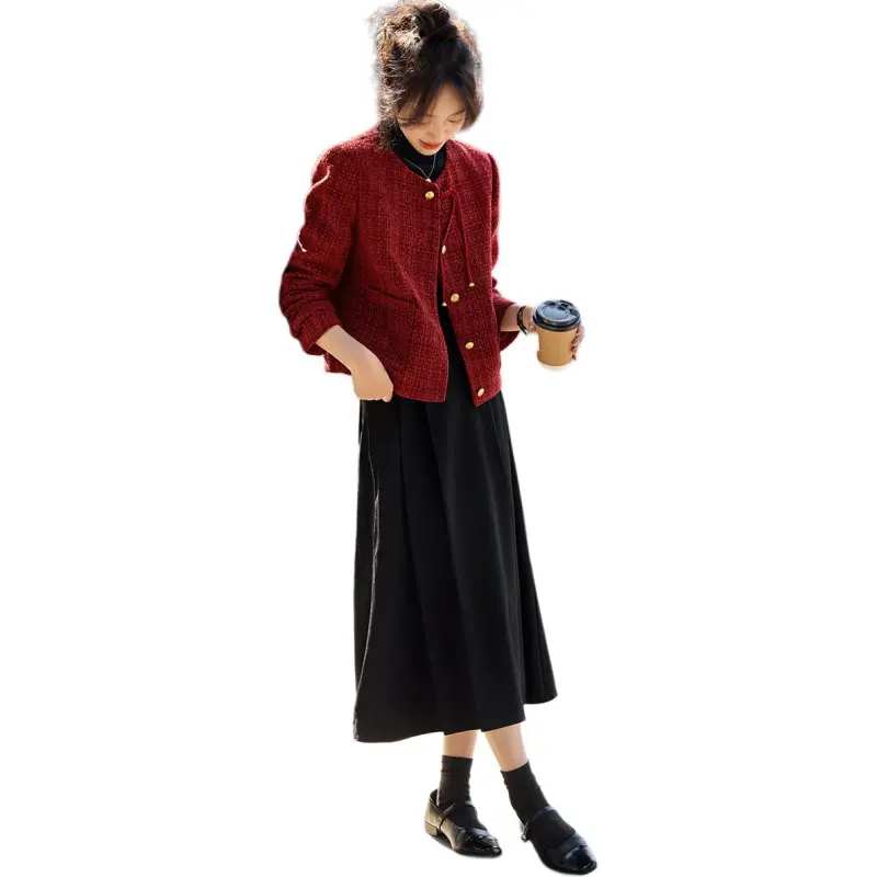 Mo Han Yi Mei Jackets & Coats Women's Vintage Red-4