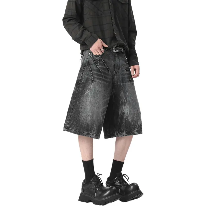 WARNING LIGHT Denim Shorts Unisex-3