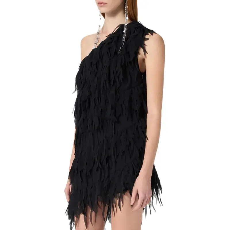 Blumarine Fringed Georgette Mini Dress-4
