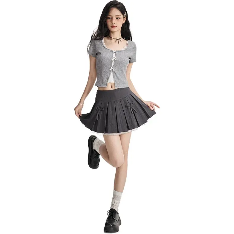 Kazakhstan Casual Short Skirts Women's Gray-2