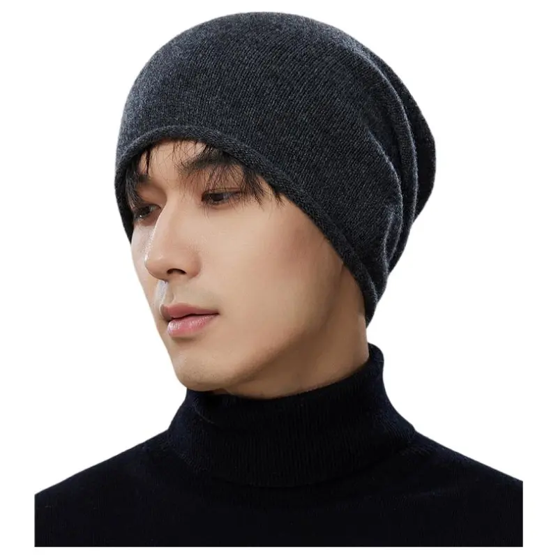 JIUMU Cashmere Beanie Pile Up Hat Beanie Men's-1