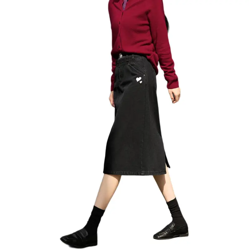 XWI Denim Long Skirt Women's Black-5