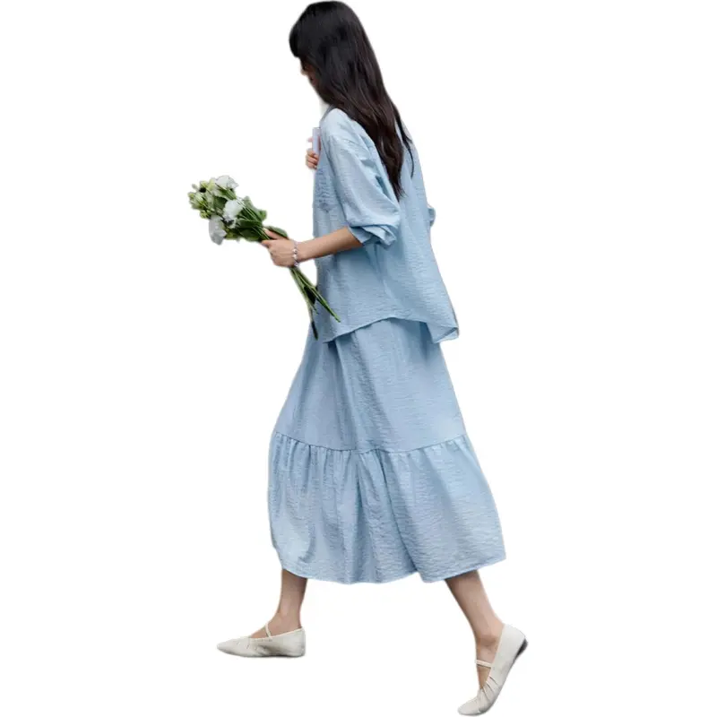 Mo Han Yi Mei Skirt Set Women's Blue-3