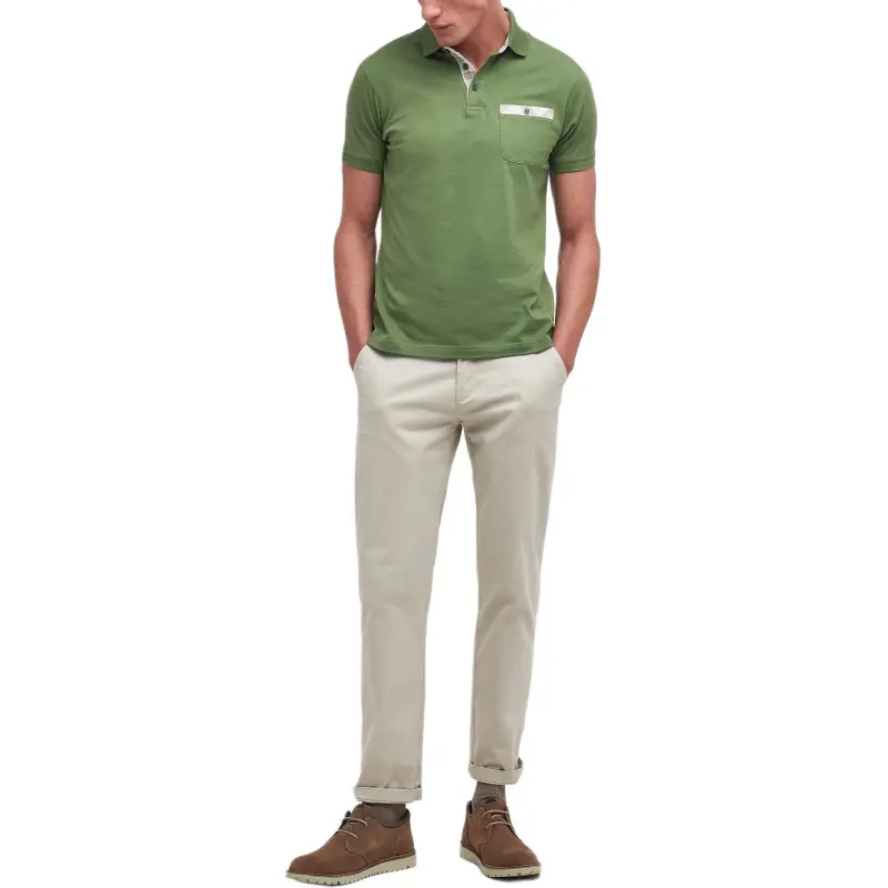 BARBOUR Hirstly FW24 Polo Shirt Men's Pea Green-1