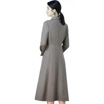 BBLLUUEE Long Sleeved Dress Women's Bright Tea Umber