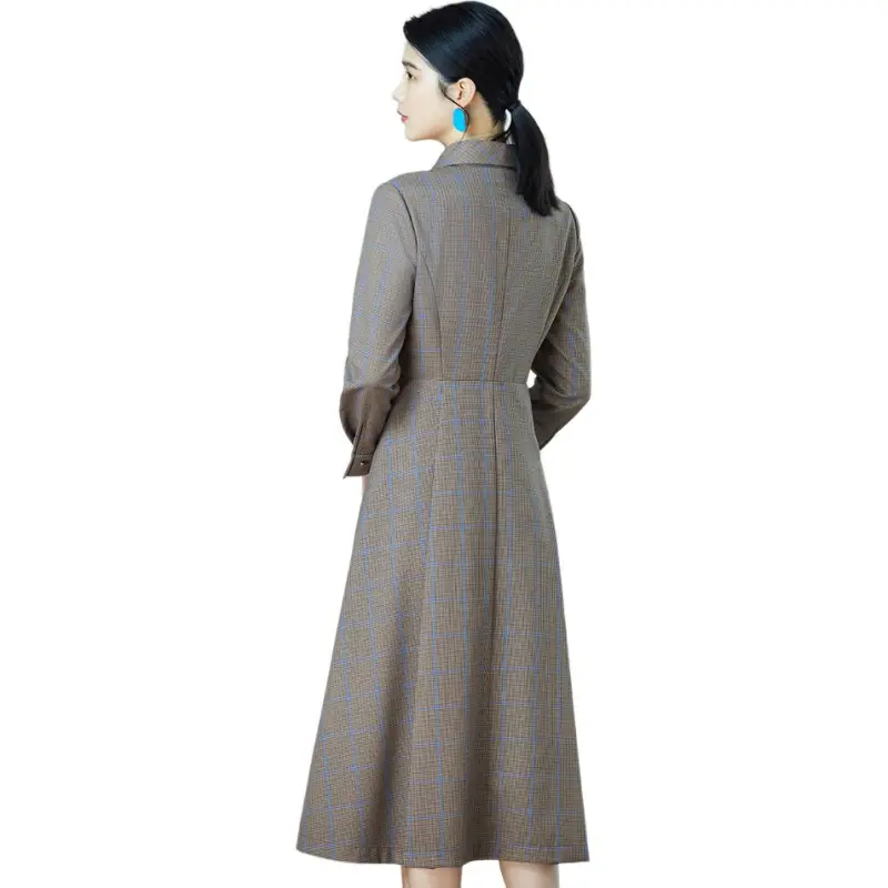 BBLLUUEE Long Sleeved Dress Women's Bright Tea Umber-0