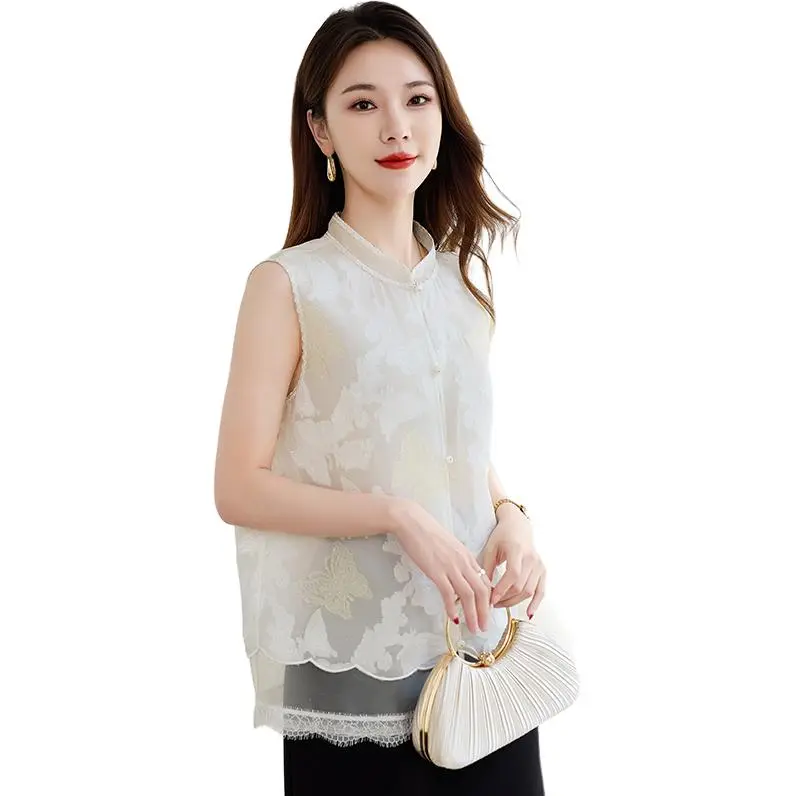 Yi Mengyuan Silk Tank Top Women's White-4