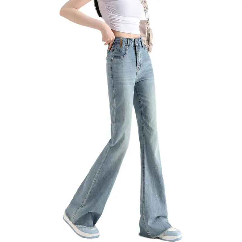 FAWENXIANGZI Spring, Fall Jeans Slim Fit Women's Vintage Blue-2