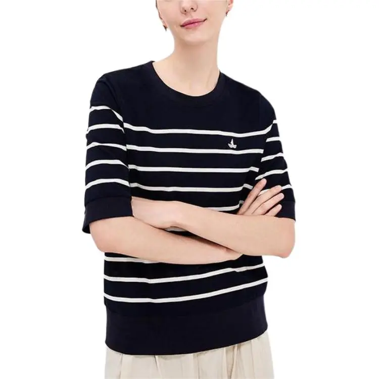 NAVIGARE Regular T Shirt Women's Blue Base White Stripes-1