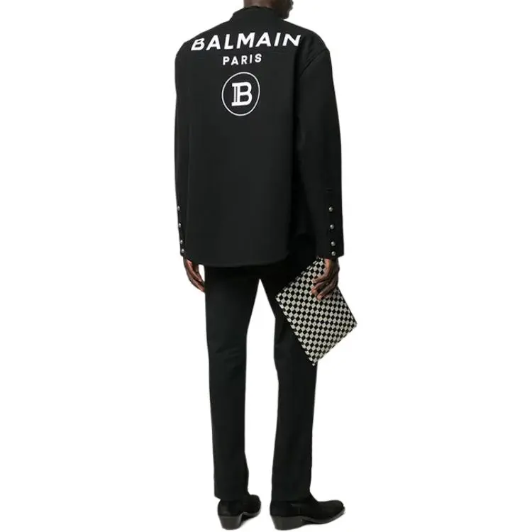 BALMAIN Denim Jackets Men Black-3