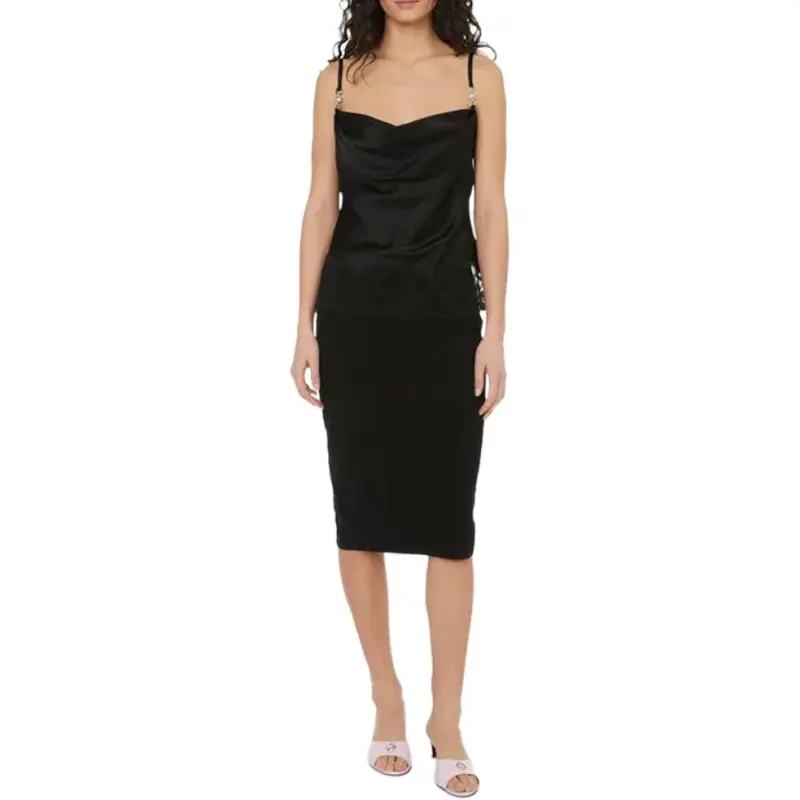 VERSACE JEANS Floral Embroidered Straight Hem Pencil Midi Skirt-4