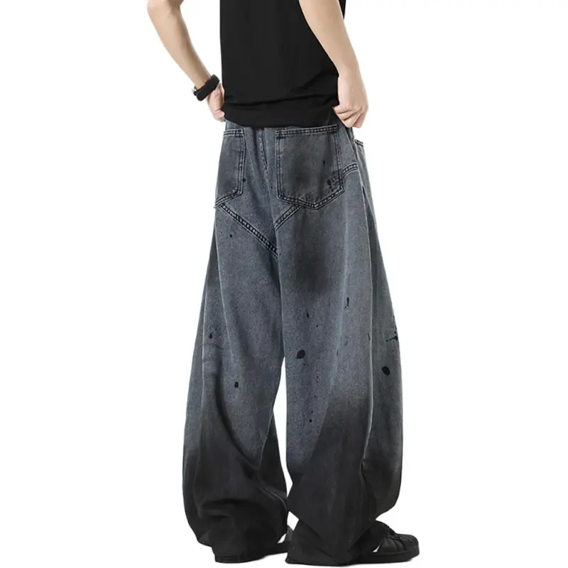 GY.VG Jeans Unisex Ink Splatter Blue-1