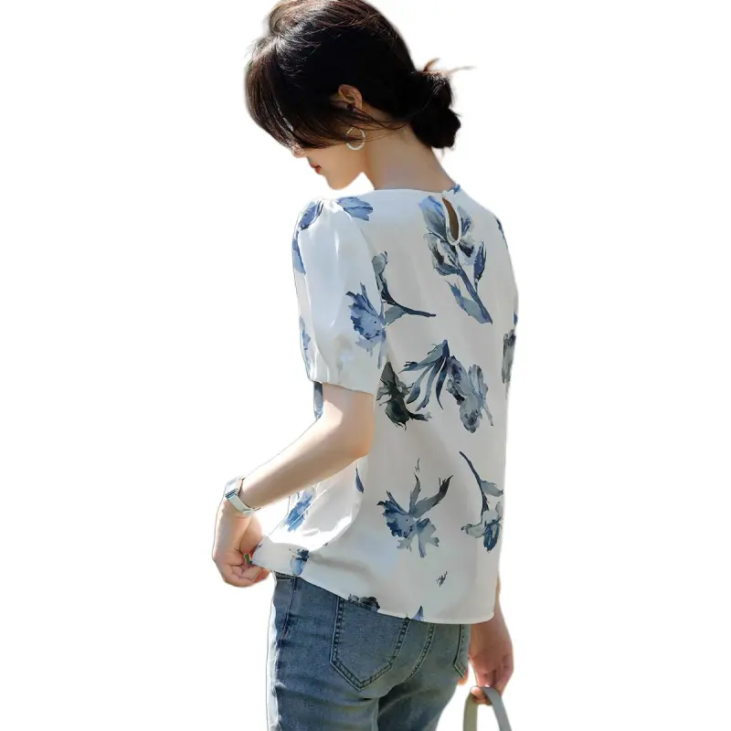 XWI SS24 Shirt Women's White With Blue Floral-2