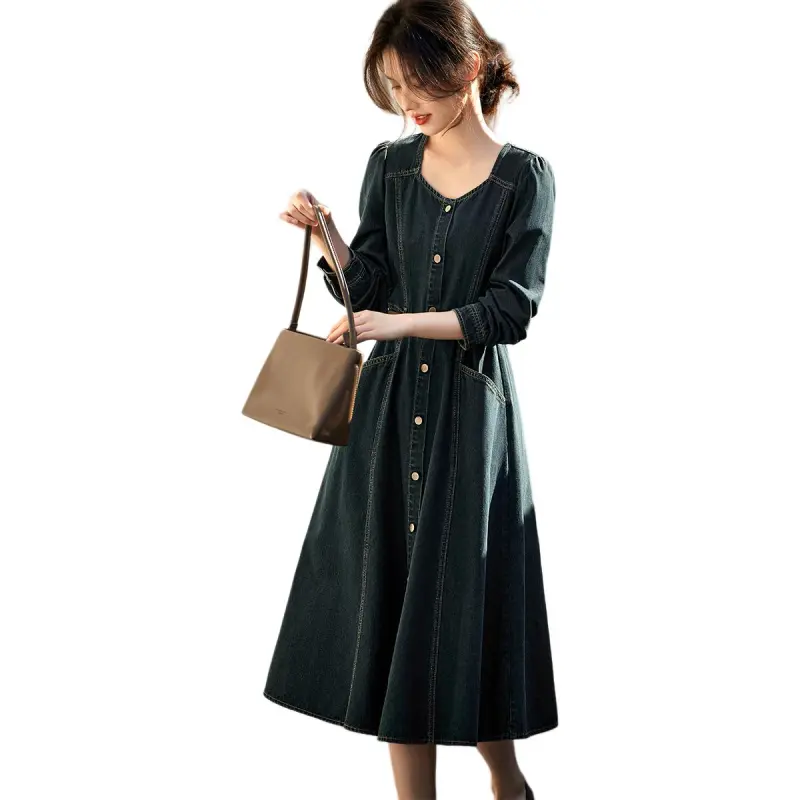 XWI Long Sleeved Dresses Women's Denim Blue-3
