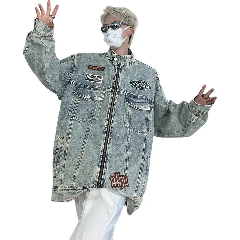 PAINT STAIN Denim Jacket Unisex Blue-16