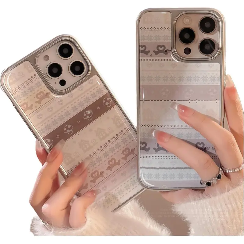 QIZHENG TPU Material Ins Fair Isle Phone Case Compatible With Apple 16 Pro Max/15/14/13/12/11-1