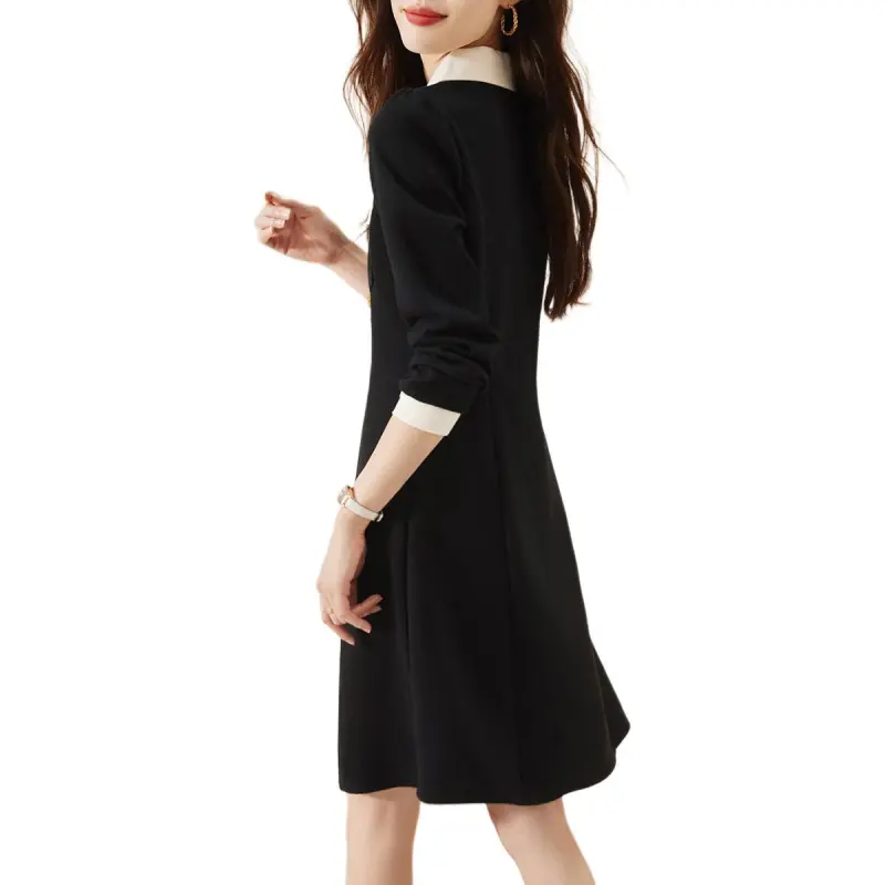 Mo Han Yi Mei Long Sleeved Dress Women's Black-2