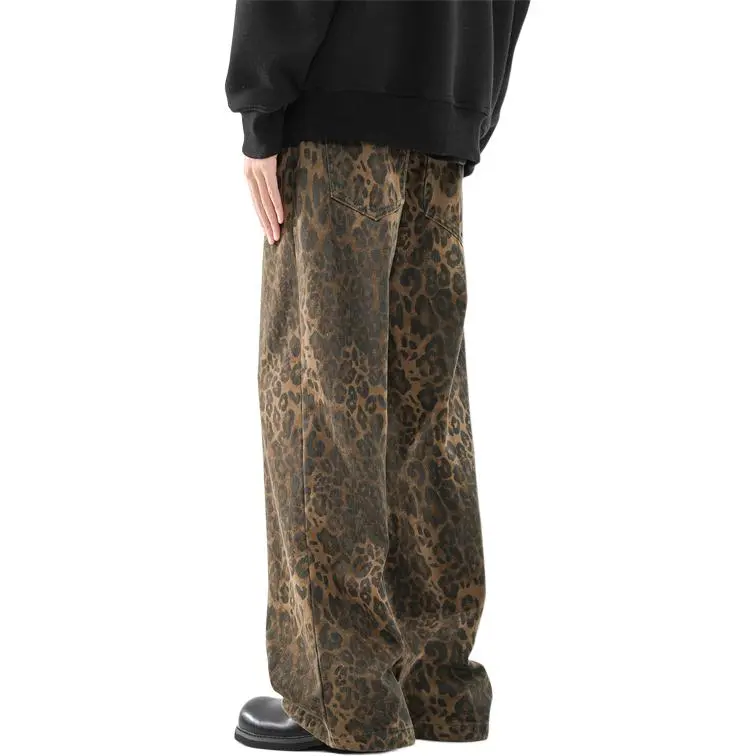QOTRIOCK Jeans Men's Leopard Print-2