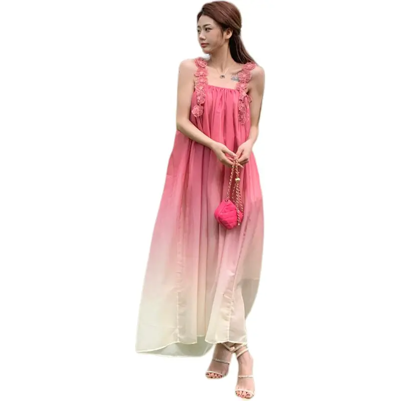 The Temptation Of The Muse Slip Dress Women's Gradient Pink-1