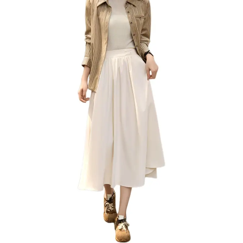 Mo Han Yi Mei Casual Long Skirts Women's White-7