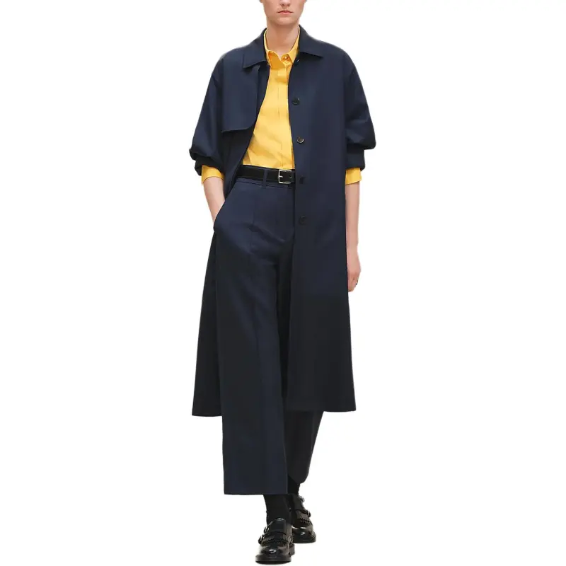 HERMES FW25 Trench Coat Women's Ink Blue-1