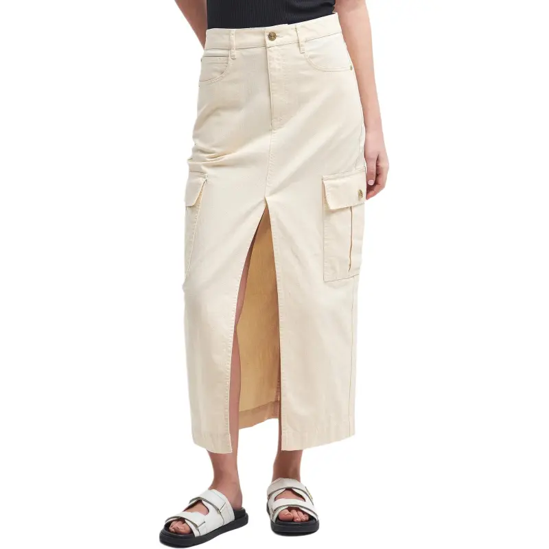 BARBOUR FW24 Denim Long Skirts Women's Beige-2