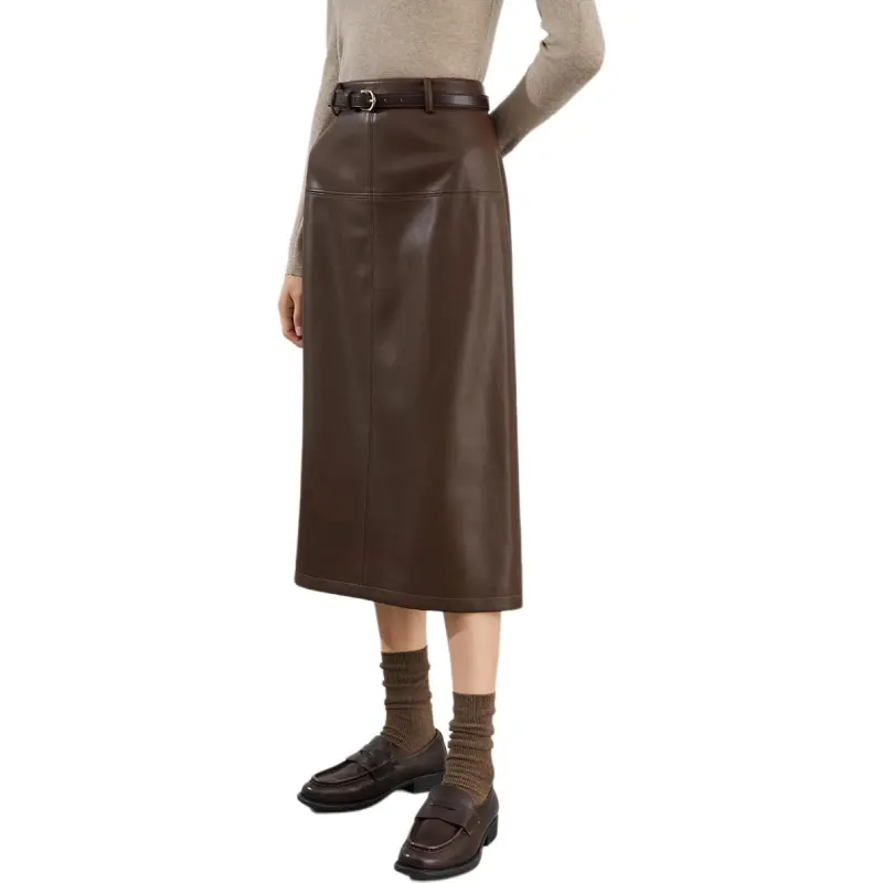 Mambe Leather Long Skirts Women's-11