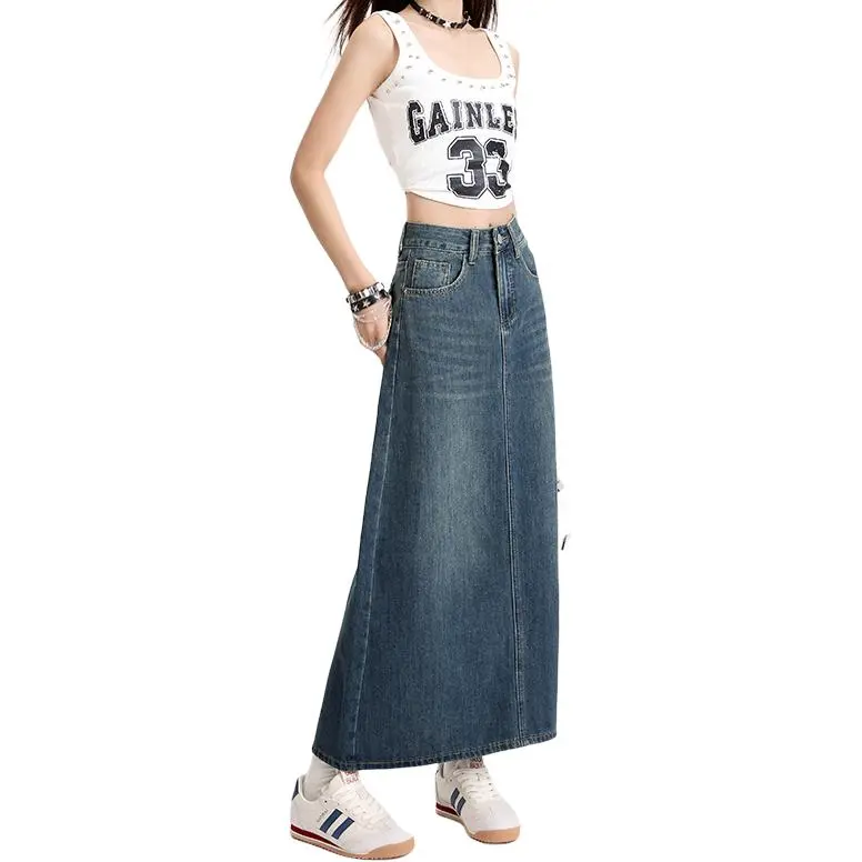 Kazakhstan Denim Long Skirt Women's-5