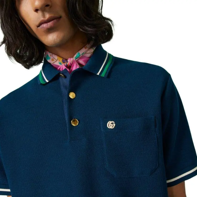 GUCCI FW23 Polo Shirt Men's Lake Blue-3
