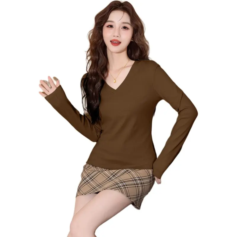Tonlion Regular Long Sleeved T Shirts Women's-0