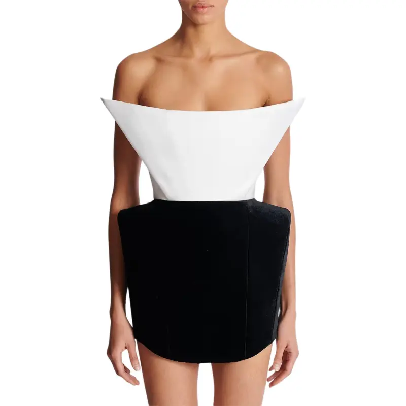 BALMAIN Sleeveless Dress Women's Black White-1